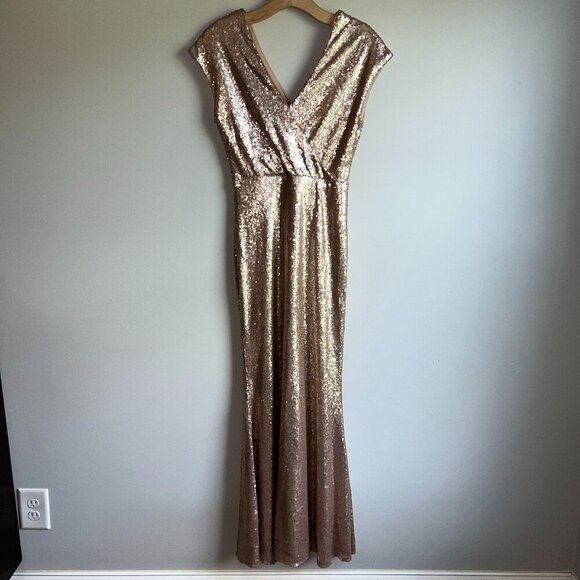 Lulus Always Remember Us Matte Gold Sequin Maxi Dress Size Small - Picture 5 of 10